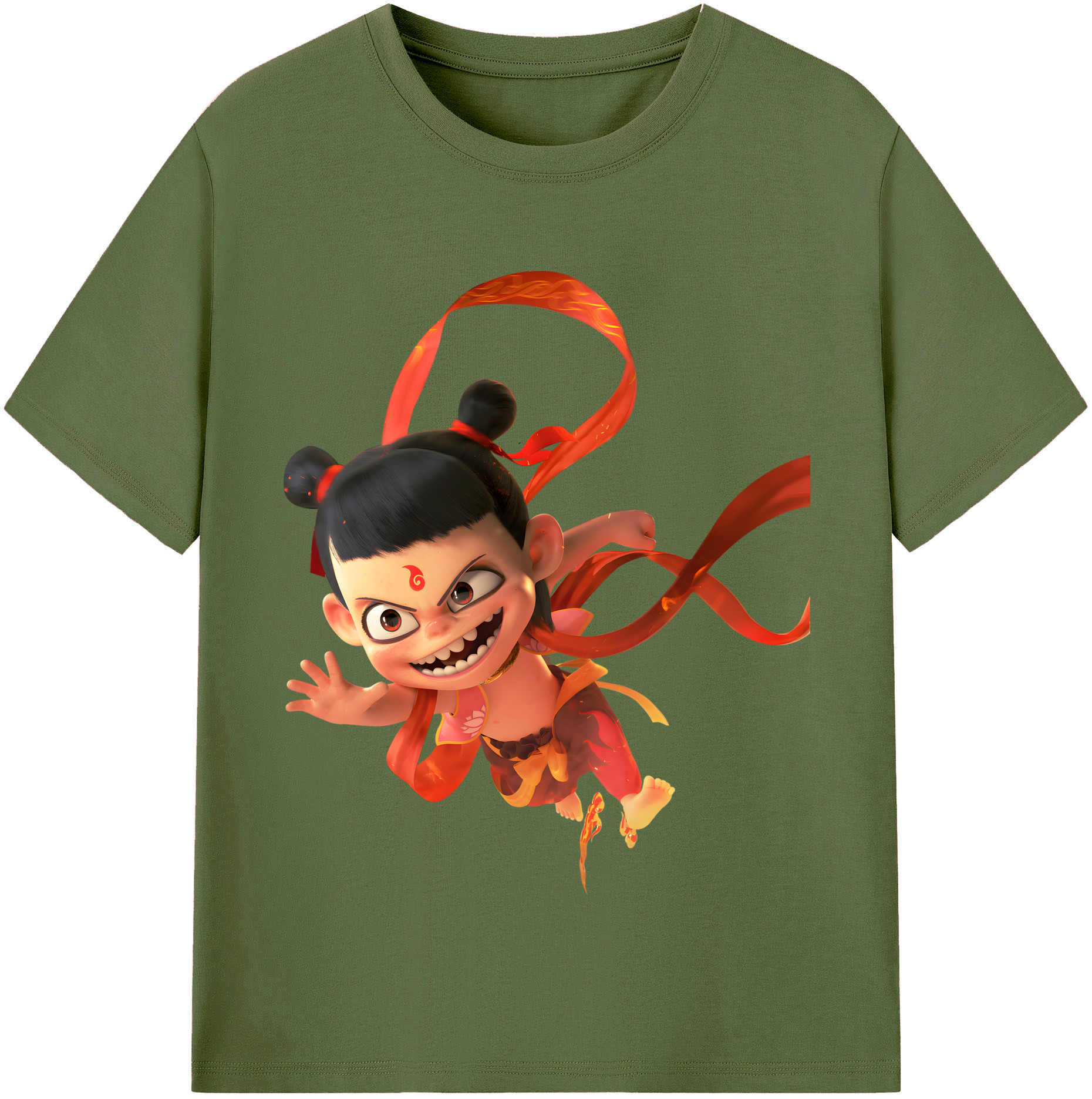 （画像用） Ne Zha 2 ナタ 魔童の大暴れ 綿100％半袖Tシャツ（フロントプリント）